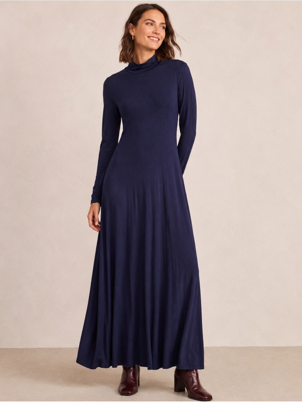 Boden Navy Mockneck Women's Dress 6L